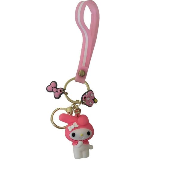 Hello Kitty Keychain Bag Charm‎ Wristlet Pink Anime NEW - Picture 2 of 5